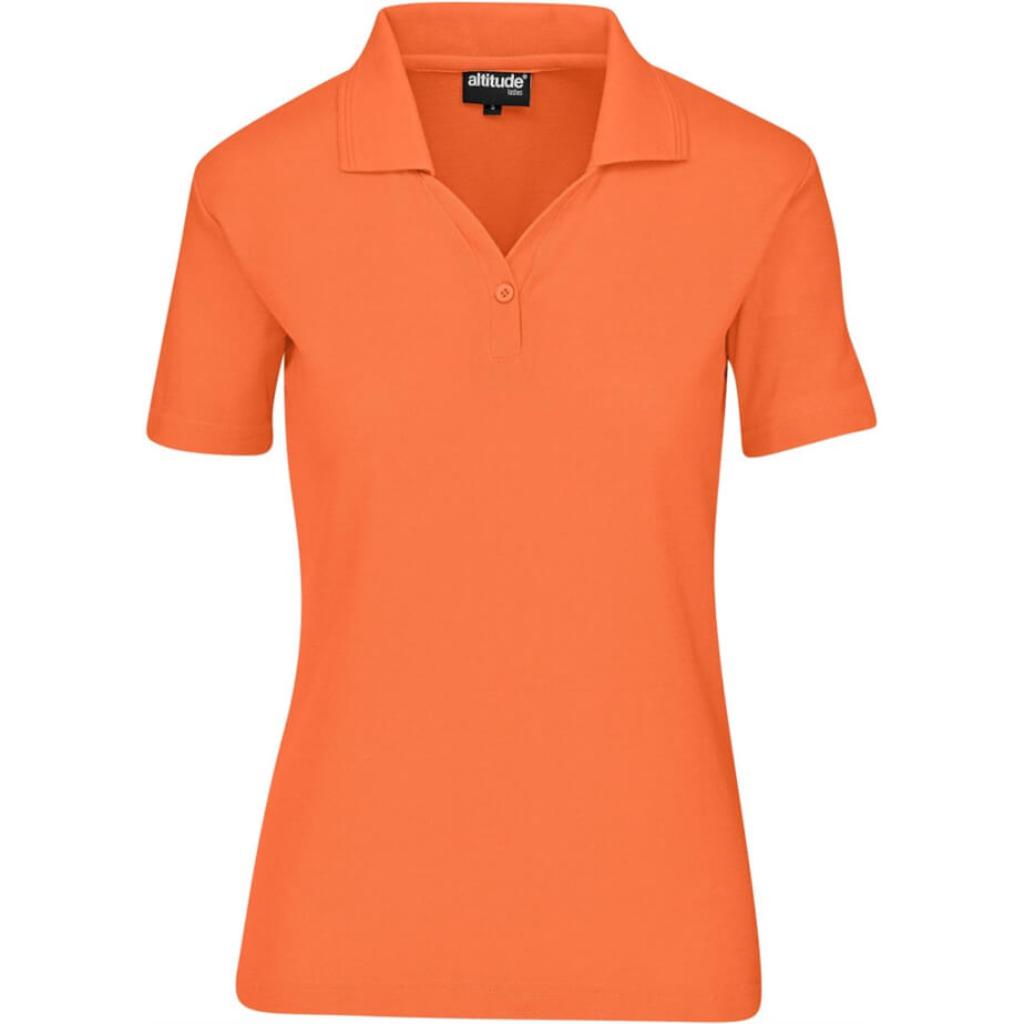 Ladies Basic Pique Golf Shirt Orange Front